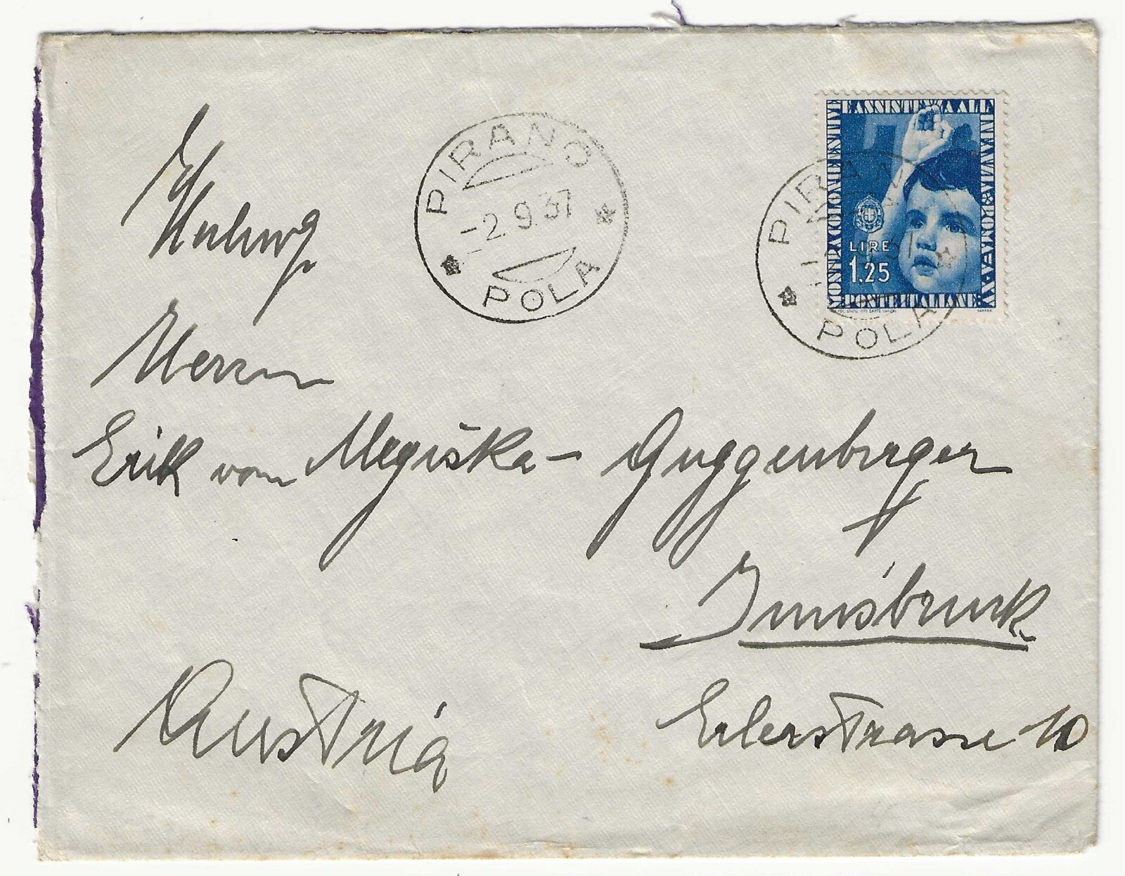 TS Collezionismo Filatelia 1934 Busta 1,25 l. Colonie Estive francobollo