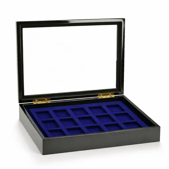 SAFE 5901 vetrina 15 scomparti accendini nero velluto blu
