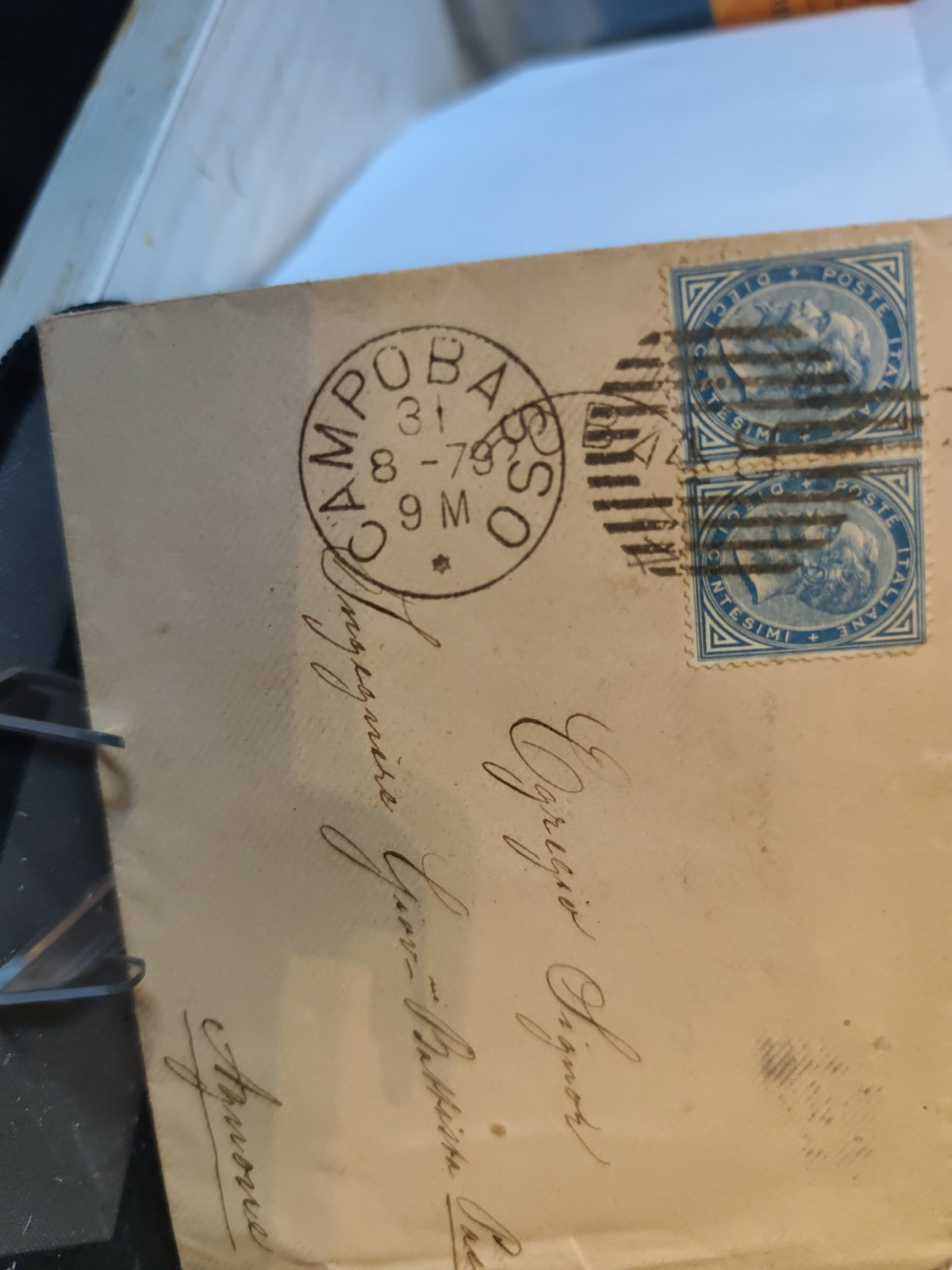 TS Collezionismo Filatelia Busta 1879 Vittorio Emanuele II 2x10 Cent