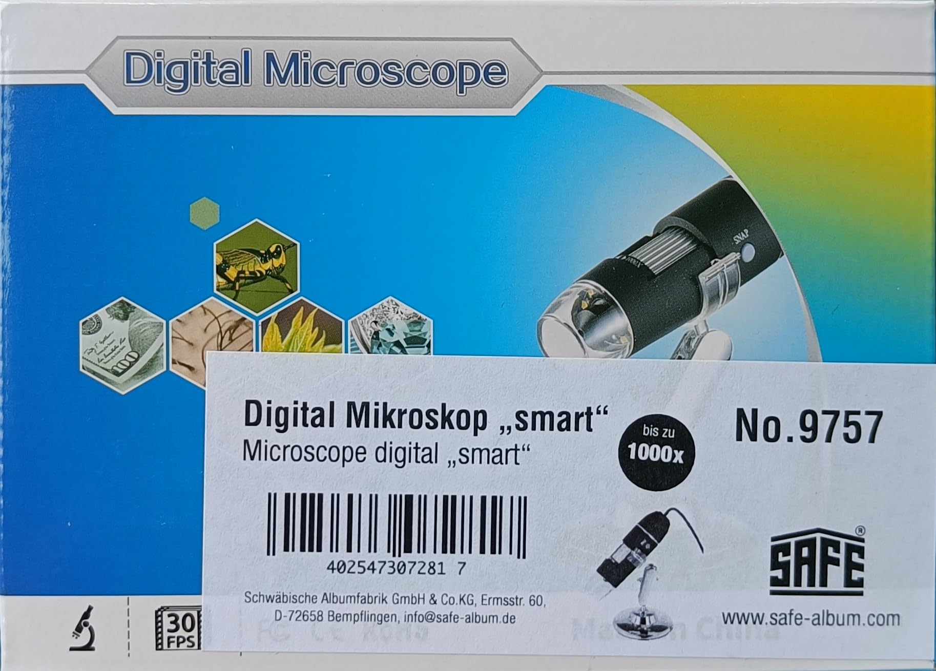 Safe 9757 Microscopio Digitale USB 500x 8 LED Monete