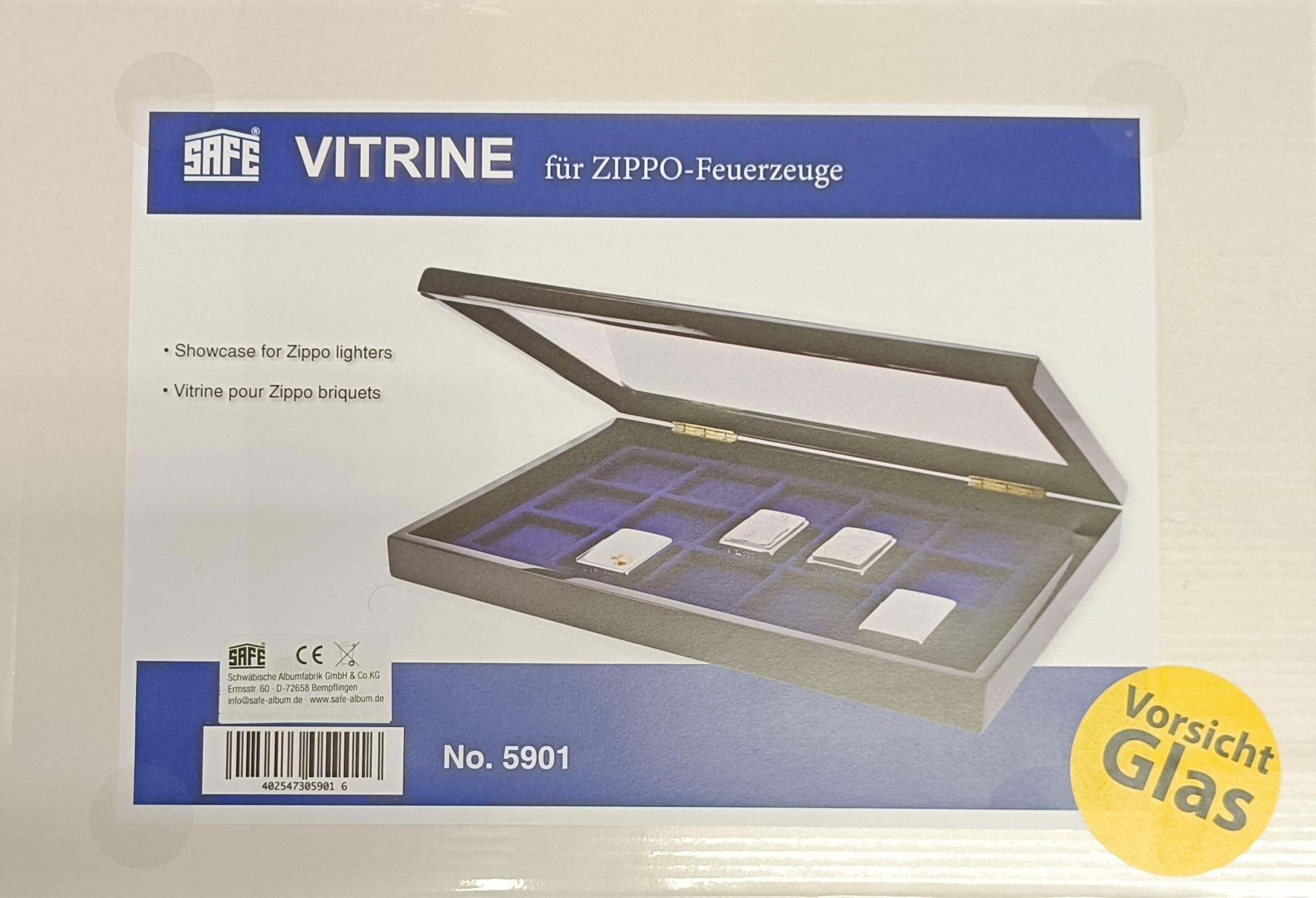 SAFE 5901 vetrina 15 scomparti accendini nero velluto blu