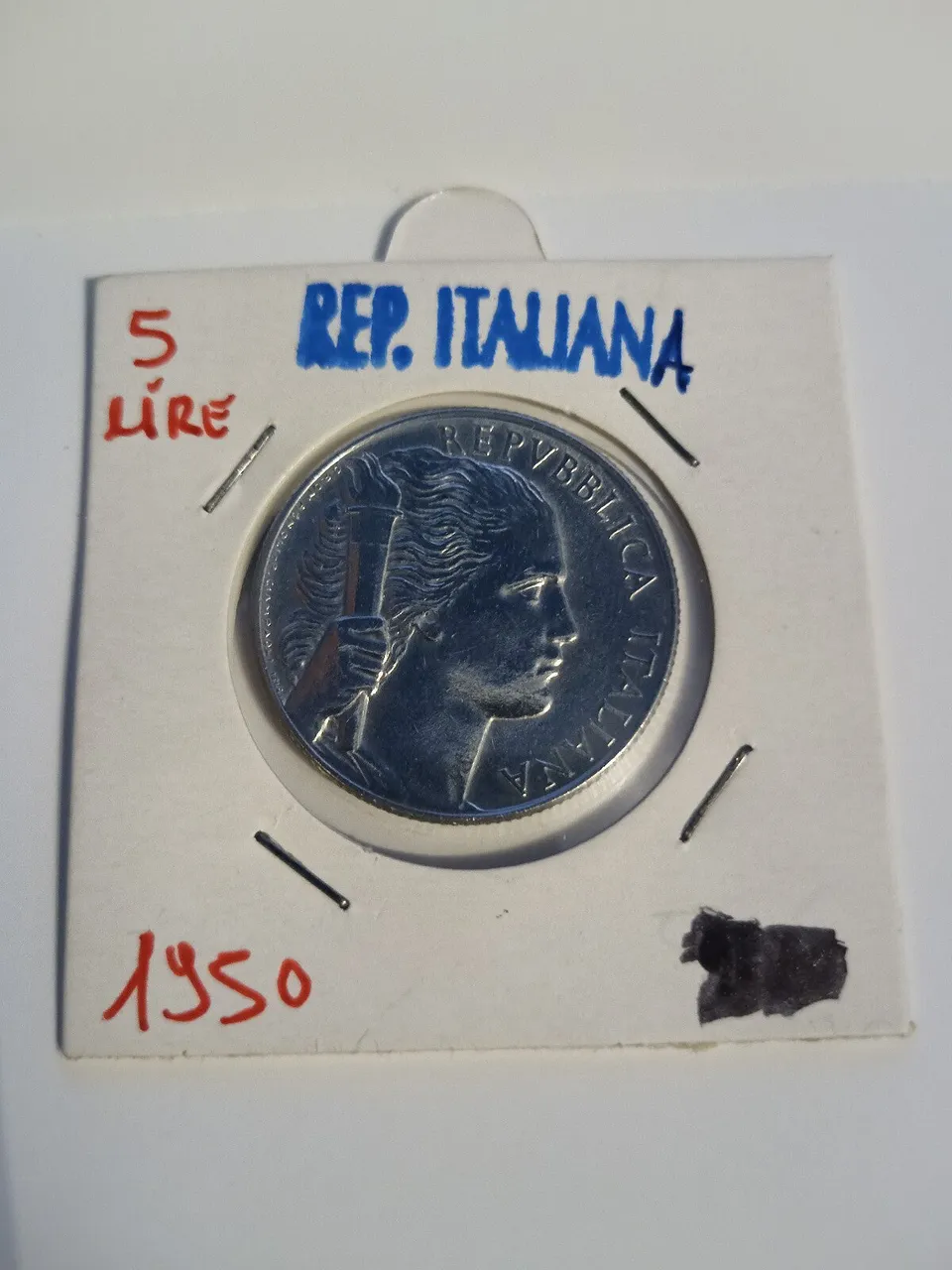 TS Collezionismo Numismatica 5 Lire 1950 Moneta Repubblica Italiana