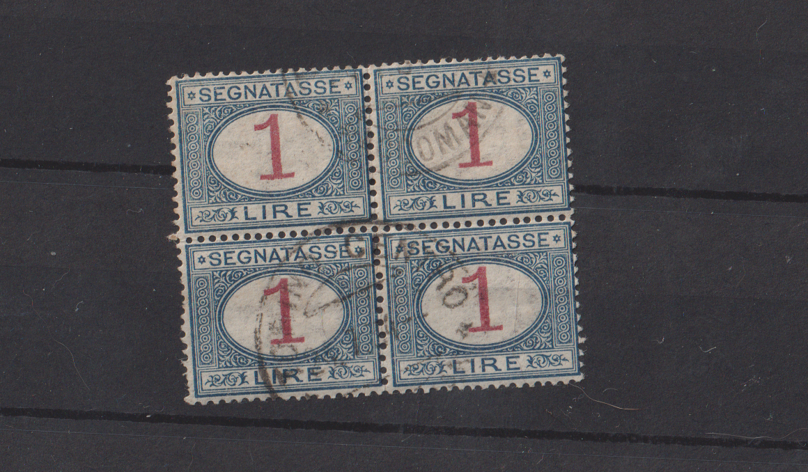 TS Collezionismo Filatelia Segnatasse 1 Lira Quartina usata