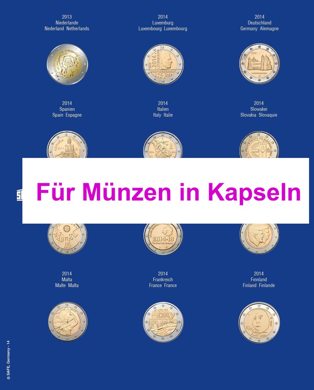 SAFE 7302-14 foglio 2 euro 2014 per monete in capsula