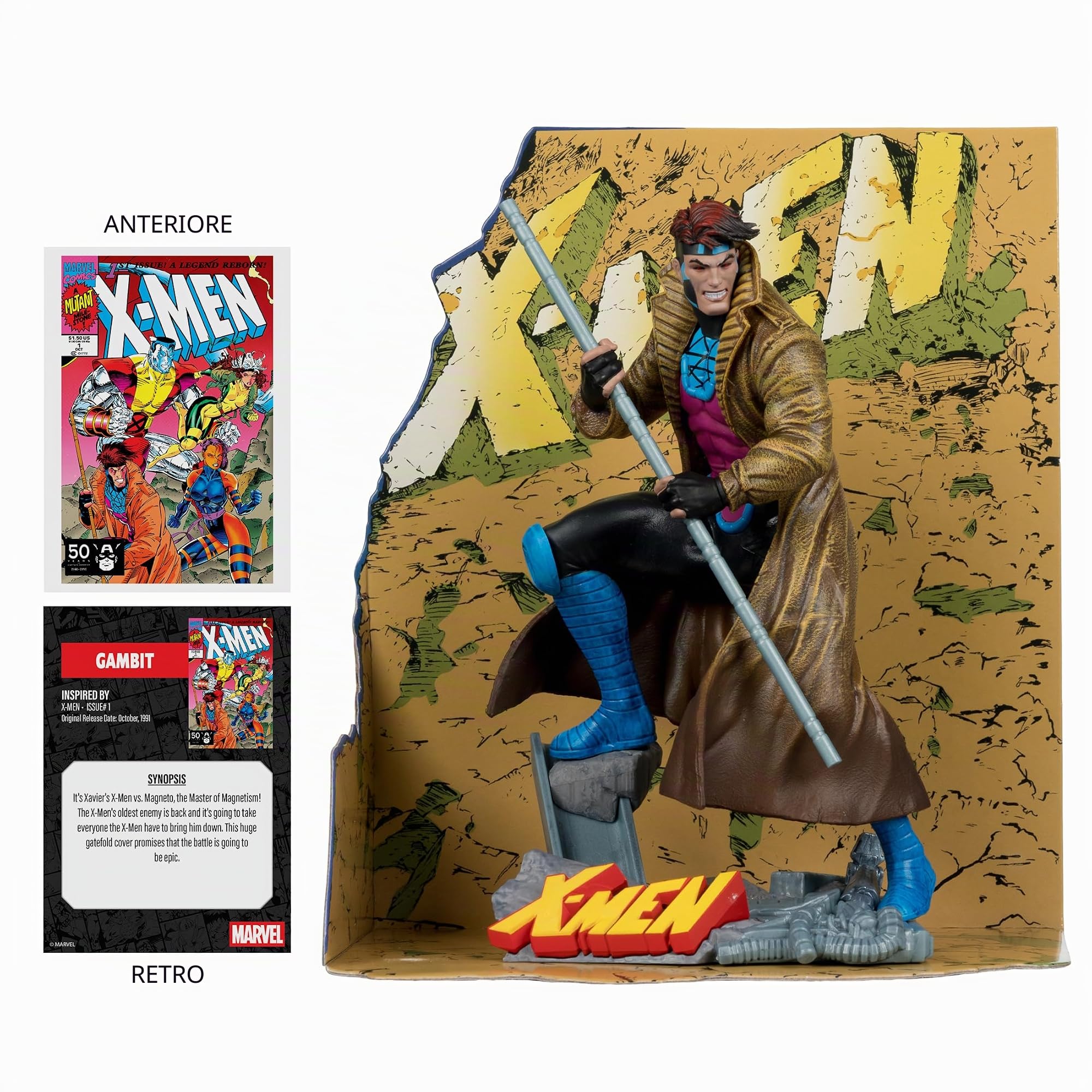 McFarlane Marvel Gambit statua 1:10 scena X-Men #1 con base