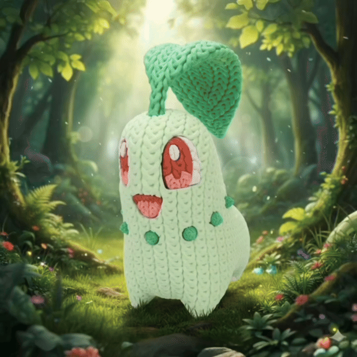 L'Atelier di Zelda Stampe Incantate Chikorita Crochet decorazione