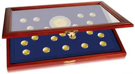 SAFE 5889 Vetrina Legno 20 Monete 2 Euro Velluto Blu
