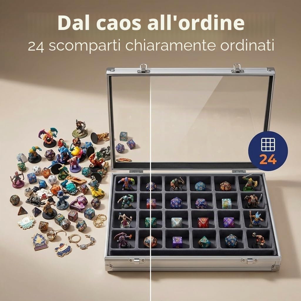 SAFE 5881 vetrina 24 scomparti alluminio per minerali