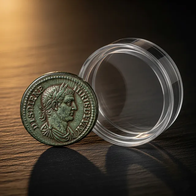 Moneta Antica Originale Romana Bizantina in Capsula Idea Regalo