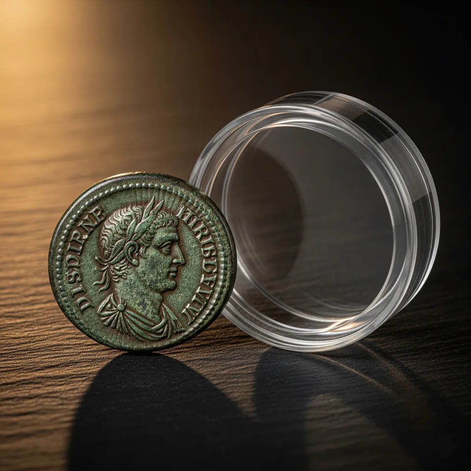Moneta Antica Originale Romana Bizantina in Capsula Idea Regalo