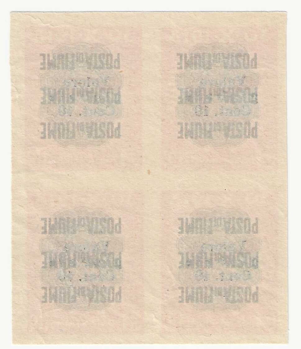 TS Collezionismo Fiume 1920 Quartina 10c Blocco Non Dentellato