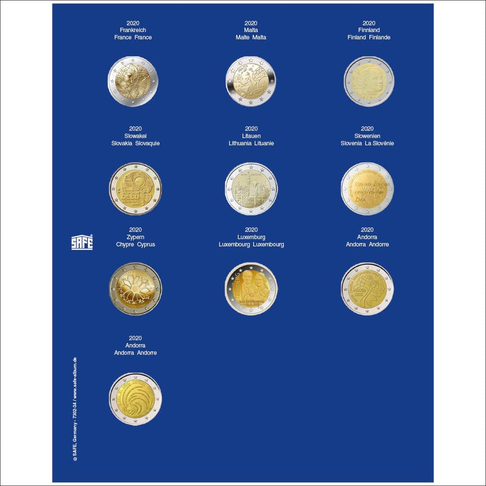 SAFE Sammelsysteme 7302-32 foglio 2 euro 2020 con capsule