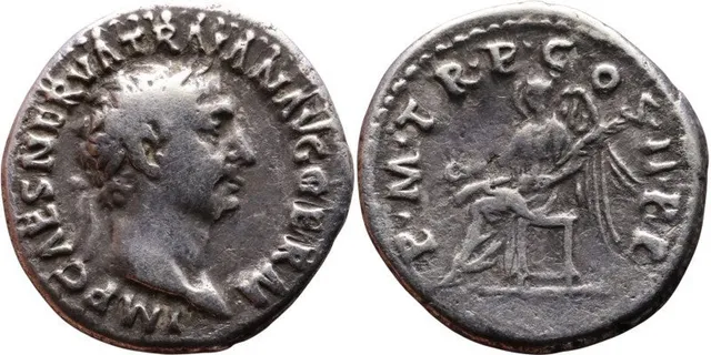 TS Collezionismo Numismatica Denario Traiano 18mm 3,56g