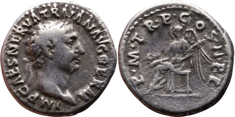 TS Collezionismo Numismatica Denario Traiano 18mm 3,56g