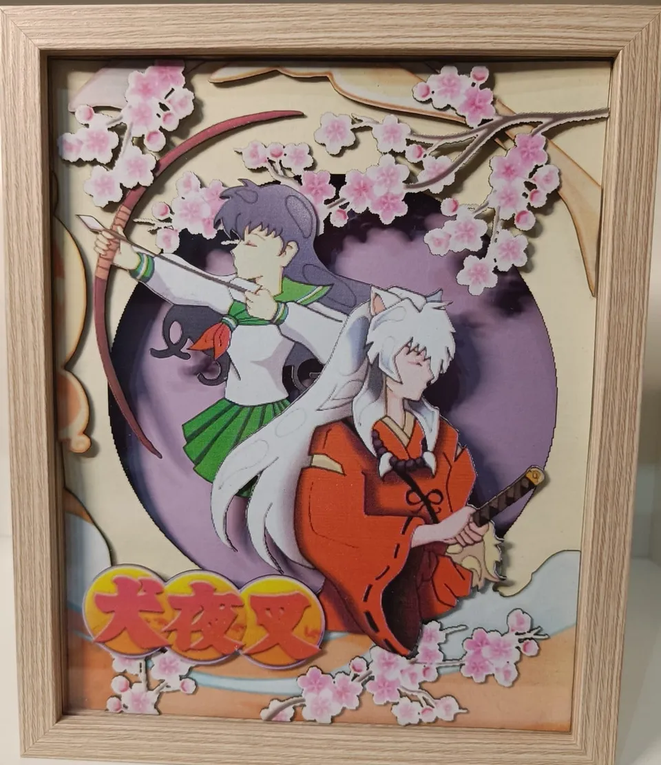L'Atelier di Zelda Mondi di Luce Inuyasha e Kagome lightbox sakura