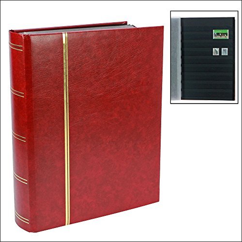 Safe Briefmarken album francobolli 64 pagine nere rosso vino A4