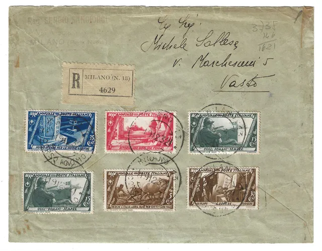 TS Collezionismo Filatelia 1932 busta Milano Vasto Decennale