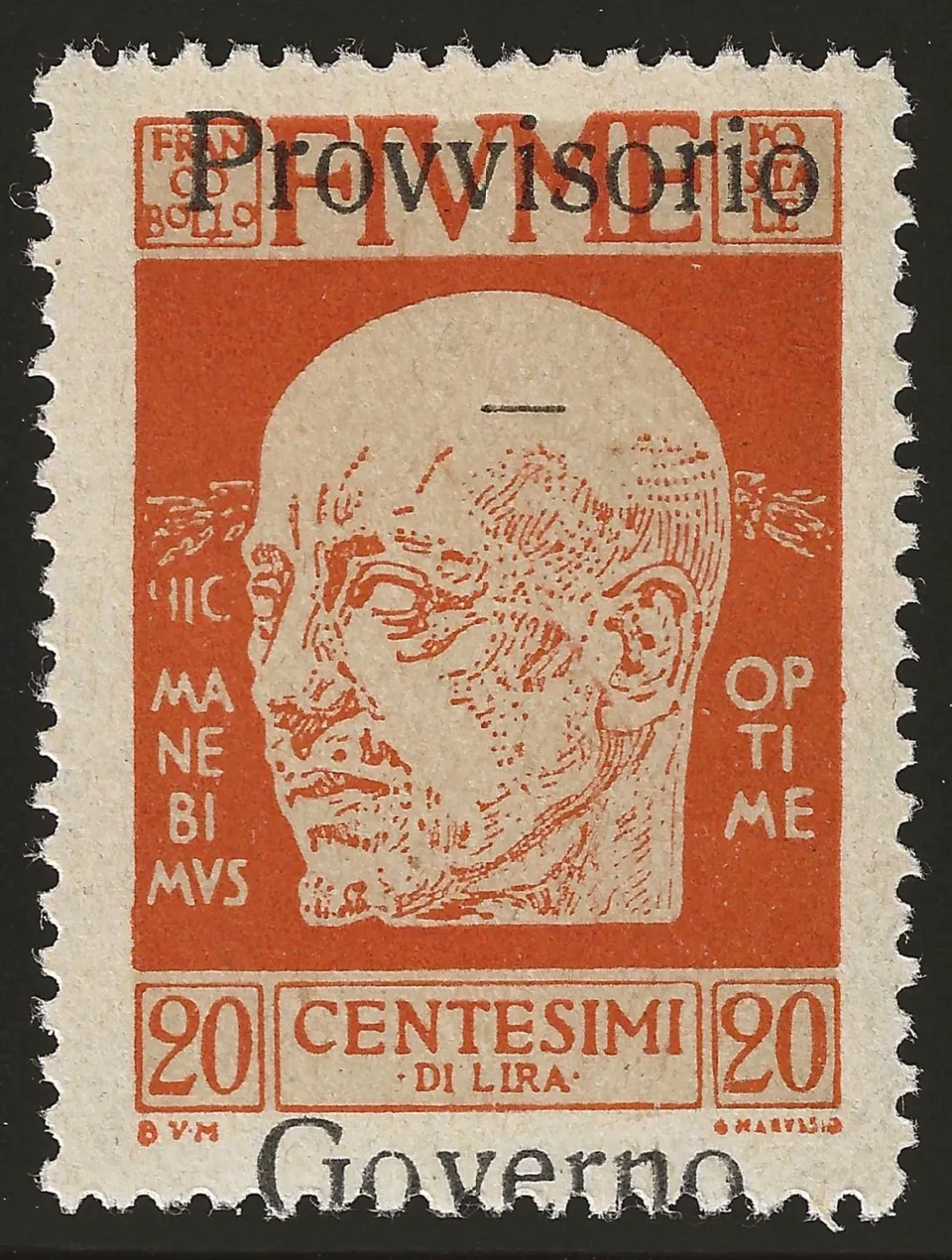 TS Collezionismo Filatelia Fiume 1920 20c soprastampa MNH