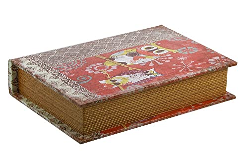 Safe Midi scatola libro legno gufo 30x22 cm retro
