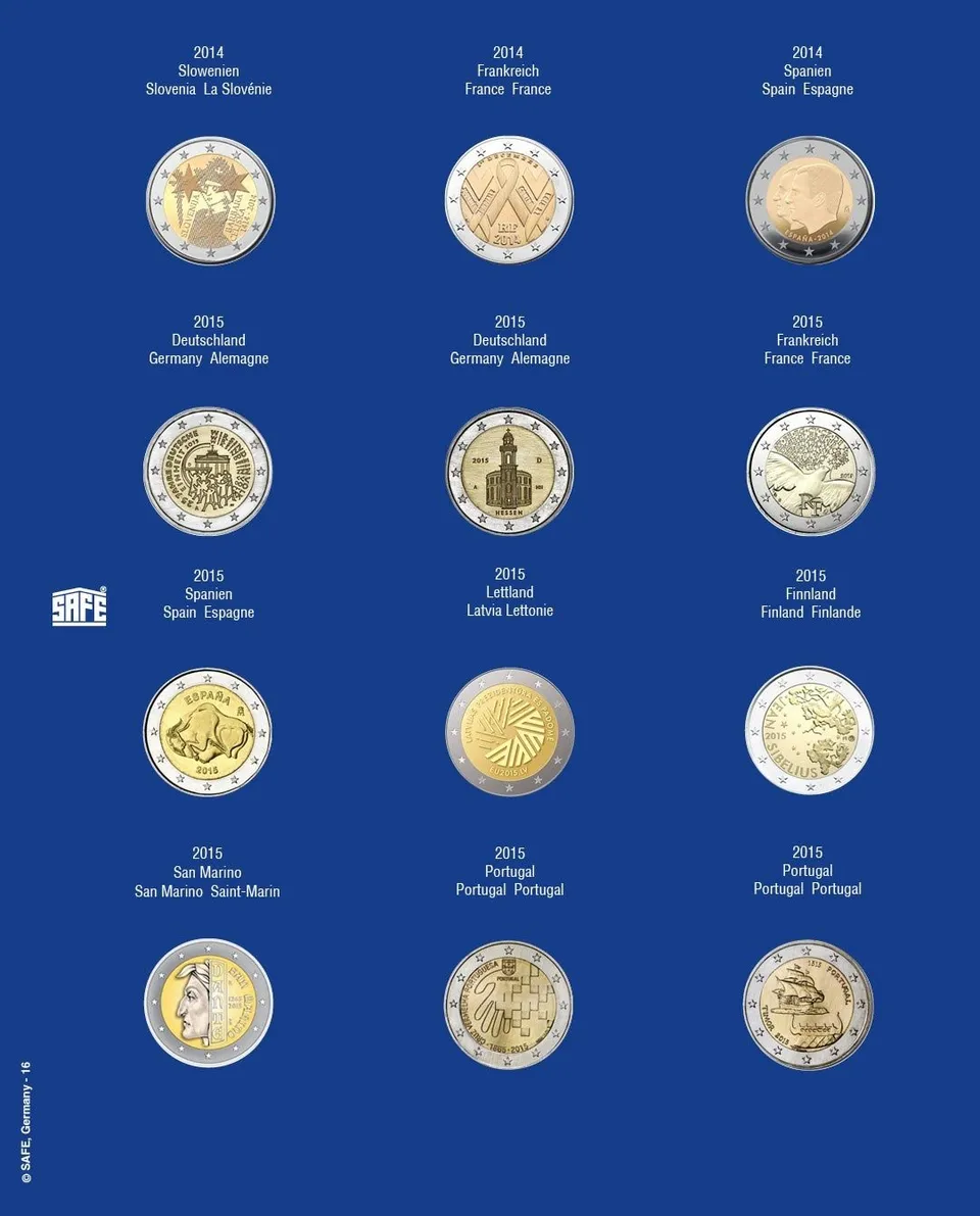 SAFE Zusatzblätter 7302-16 foglio 2 euro 2015 per capsule