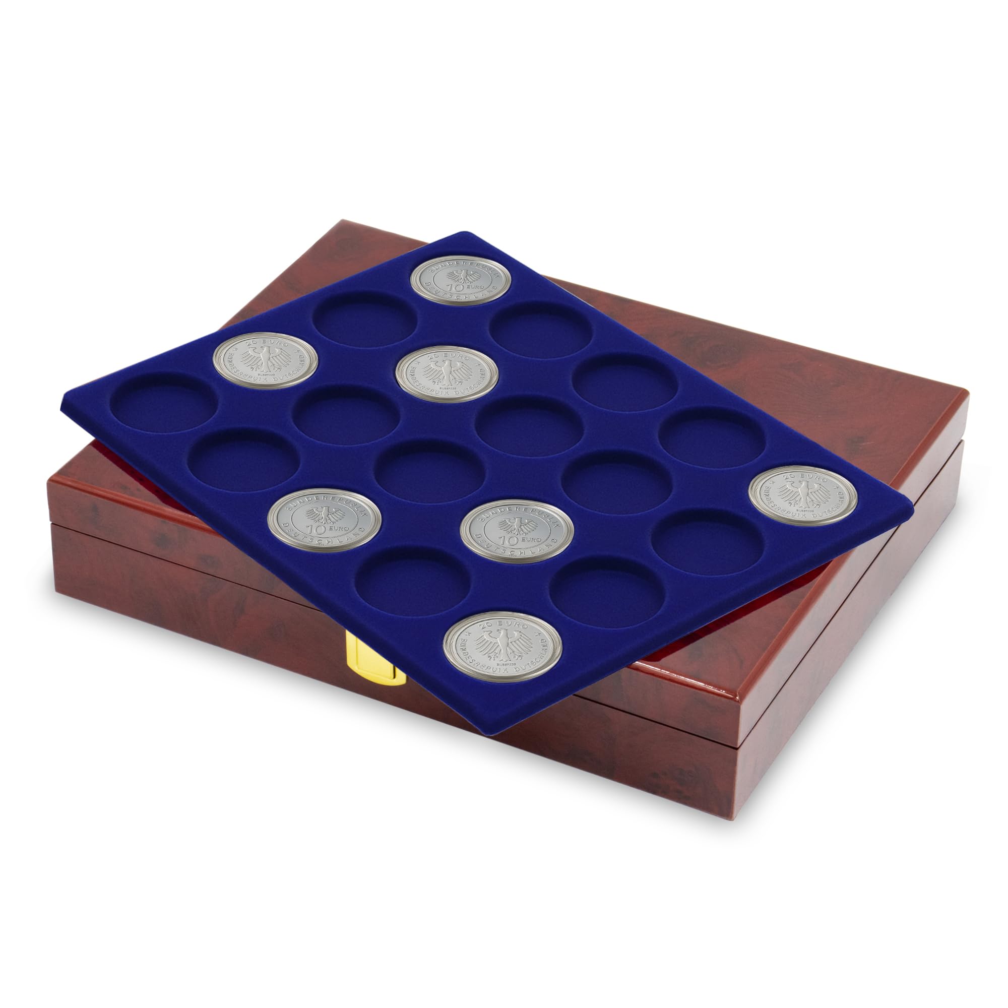 Safe 5797 valigia monete legno 3 vassoi 60 monete 38mm