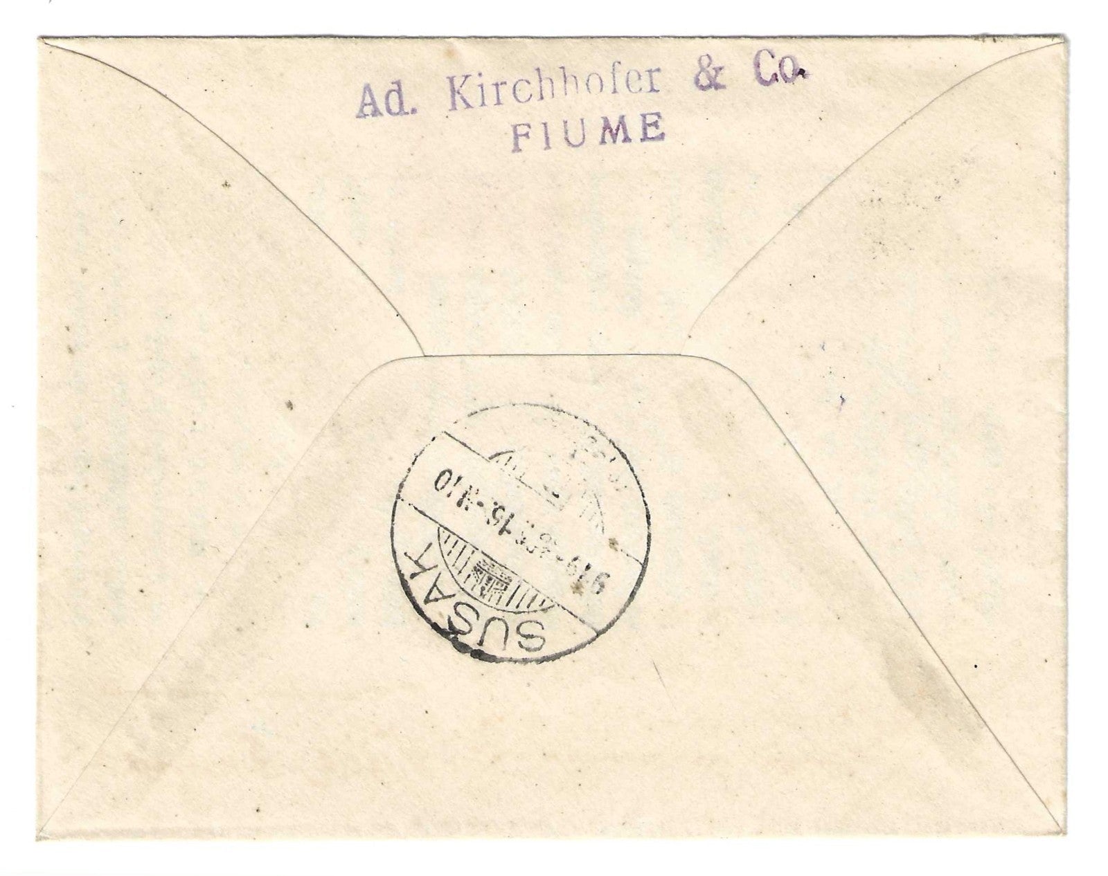 TS Filatelia Fiume 1919 busta raccomandata Susak 10+2 vermiglio