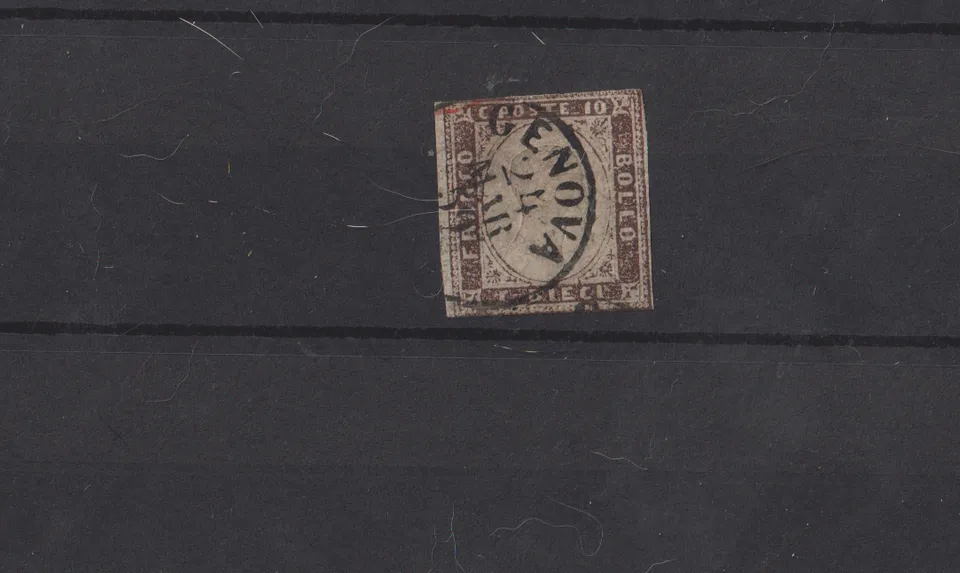 TS Collezionismo Filatelia Regno Sardegna 10 Cent francobollo