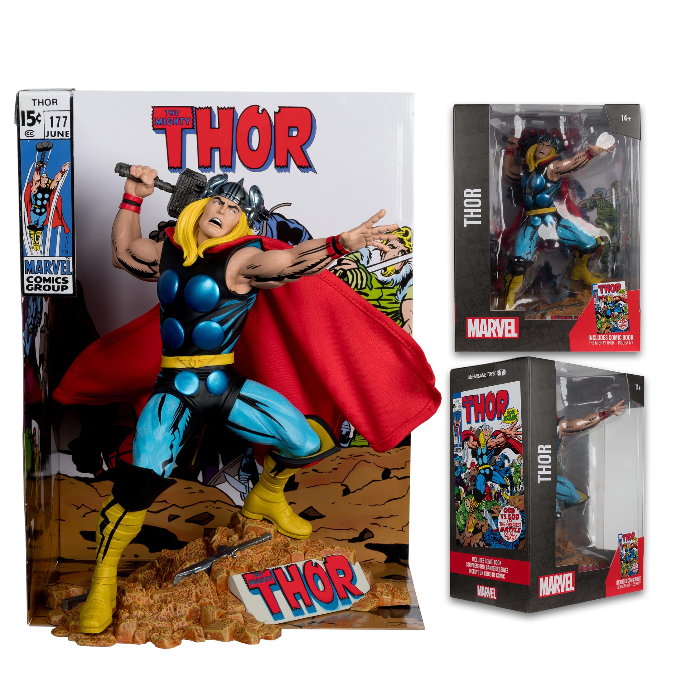 McFarlane Marvel Thor 1:6 statua con scena e fumetto #177