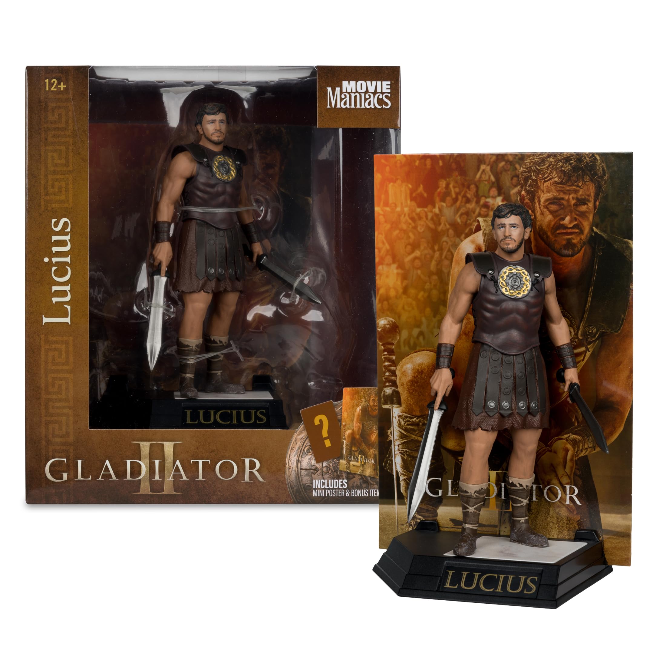 McFarlane Movie Maniacs Lucius Gladiator II figure in posa 15,2 cm
