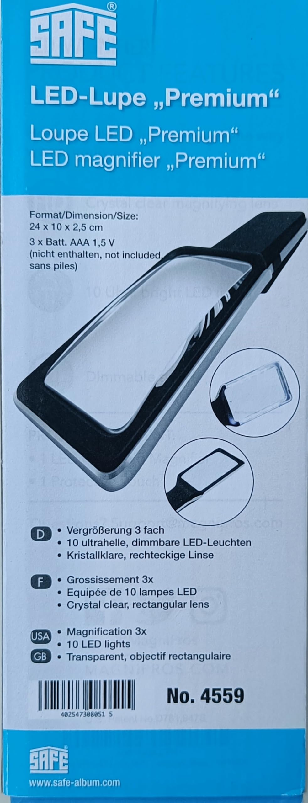 SAFE 4559 lente ingrandimento 300% lettura 10 LED