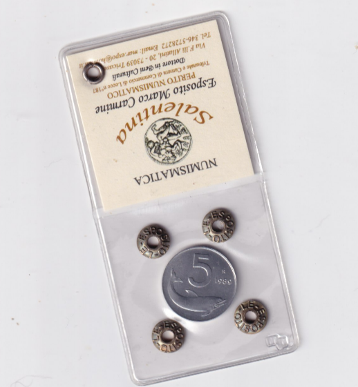Italia 5 Lire 1989 Delfino timone rovesciato errore conio FDC periziata