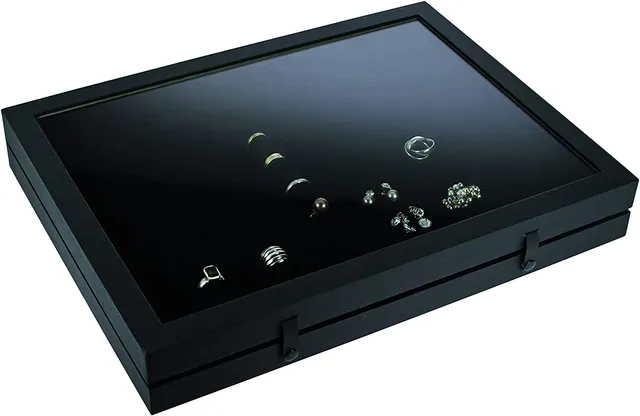 Safe 5685 Espositore 48 Anelli Vetro Nero 40x30 cm