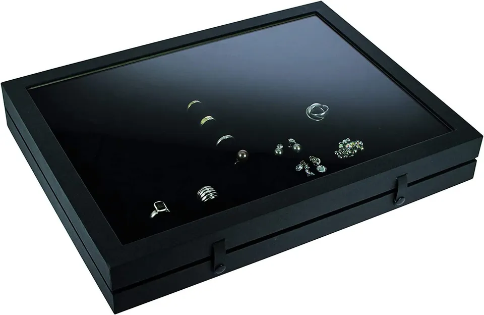 Safe 5685 Espositore 48 Anelli Vetro Nero 40x30 cm
