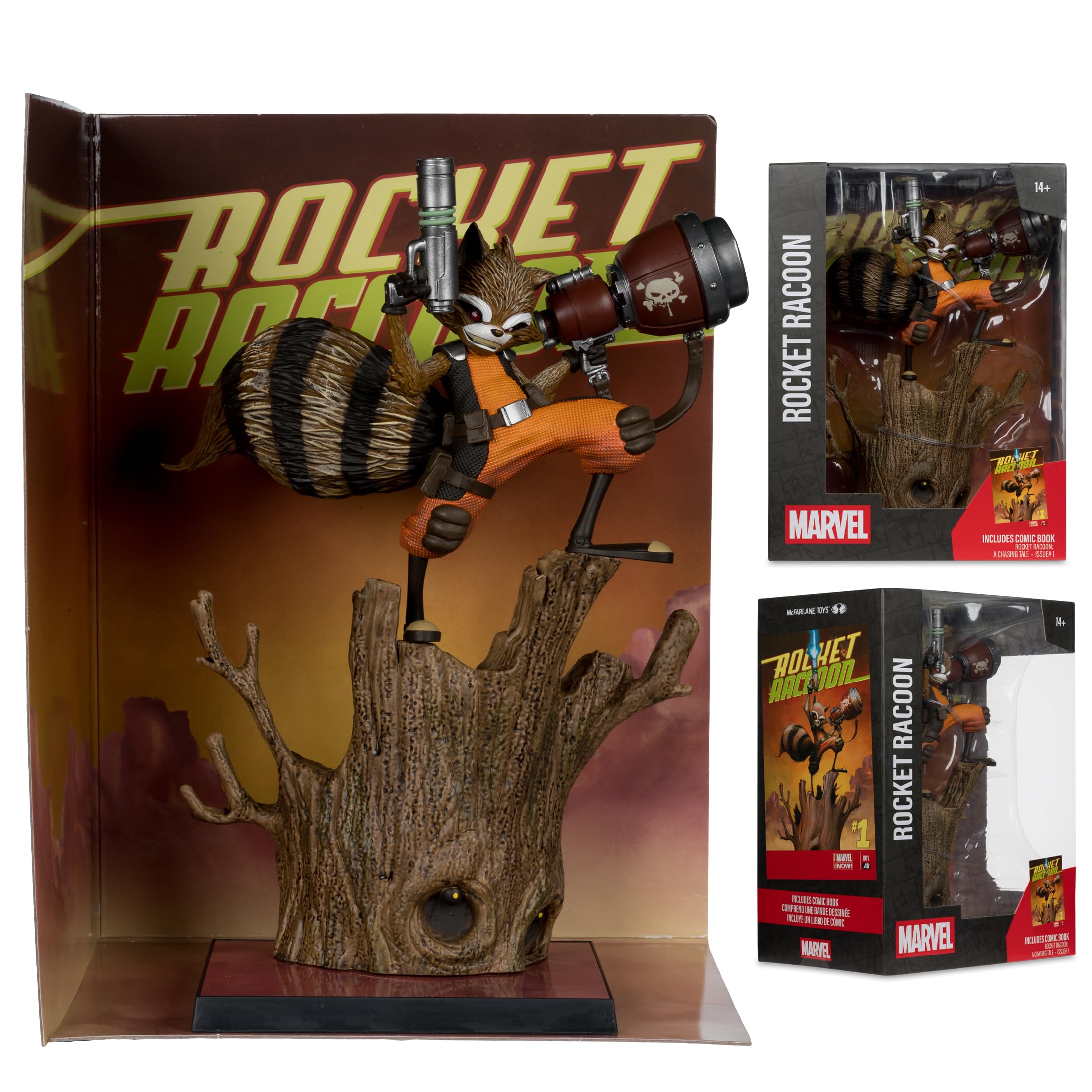 McFarlane Marvel Rocket Raccoon statua 1:6 con fumetto