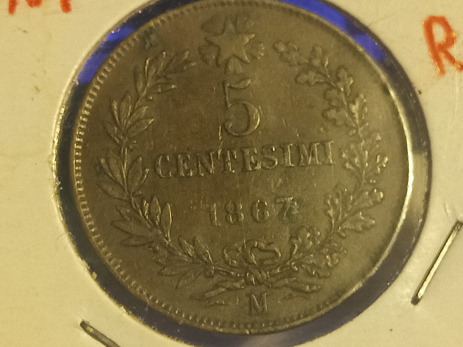 TS Collezionismo Numismatica Moneta 5 Centesimi 1867 BB rame