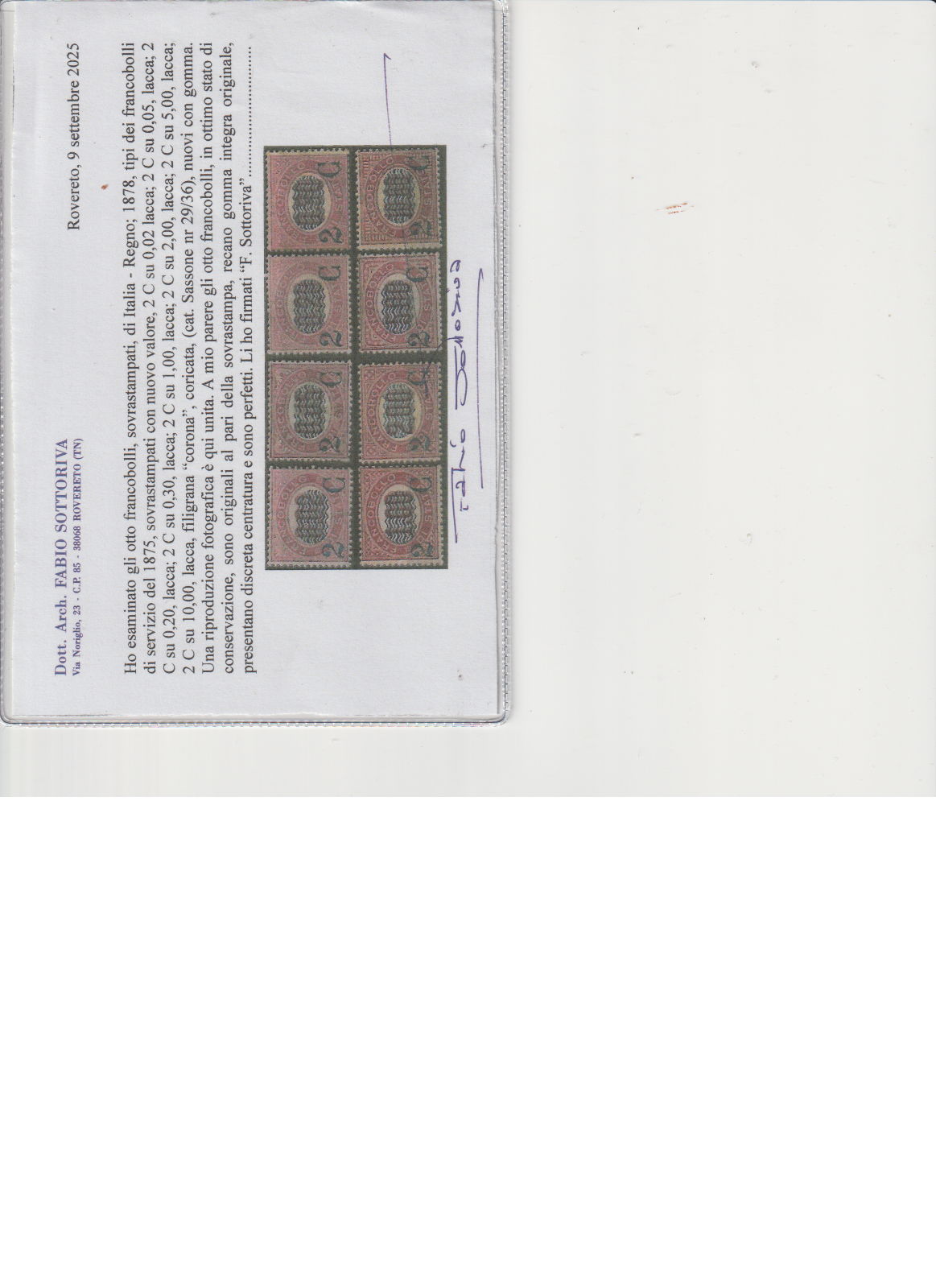 Regno 1878 2c. su 0,02 e 2c. su 0,05 francobolli MNH