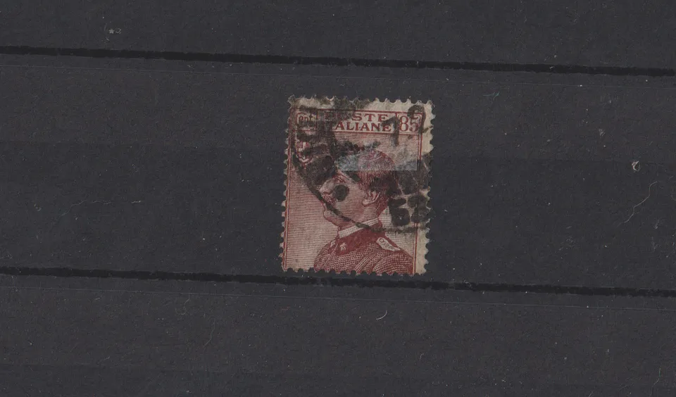 TS Collezionismo Filatelia Regno d'Italia 85 cent francobollo usato decalco