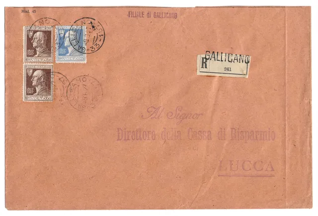 TS Collezionismo Filatelia Busta 1927 Lucca Serie Volta