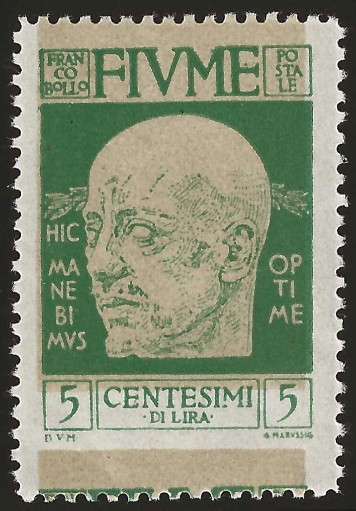 Fiume D'Annunzio 5c 1920 Francobollo Verde Varietà MH Sassone