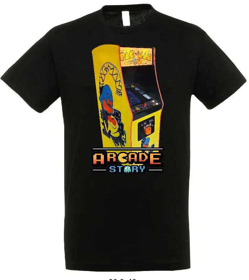 Arcade Story Magliette Pac-Man maglietta nera cotone