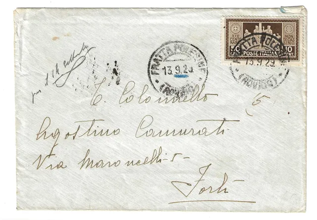1929 Busta Montecassino per Forlì Sassone 264 storia postale