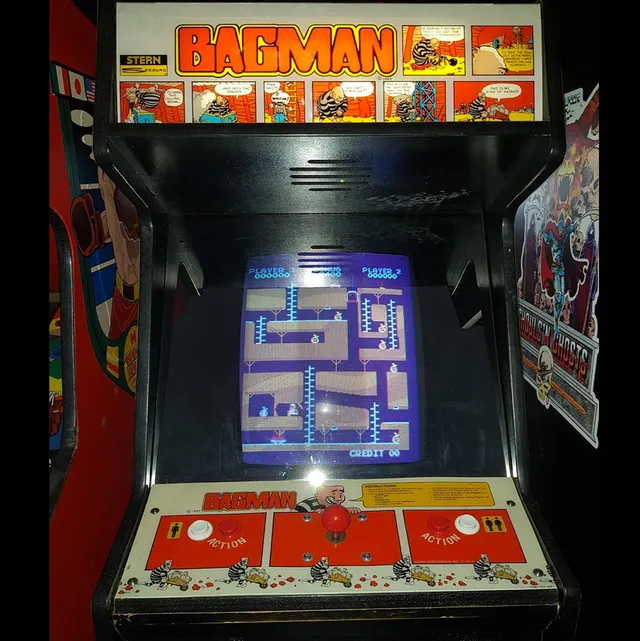 Arcade Story Arcade Bagman Stern 1982 cabinato platform verticale