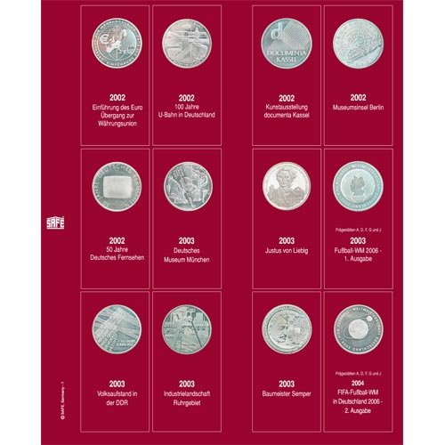SAFE 7342-1 Foglio album monete 10 euro Germania 2002-2004 illustrato