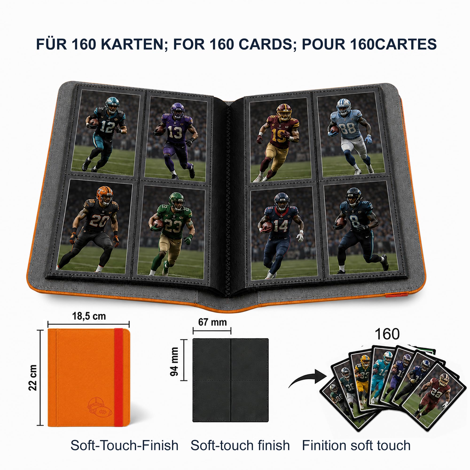 Safe Sammelkarten album 160 carte calcio arancione