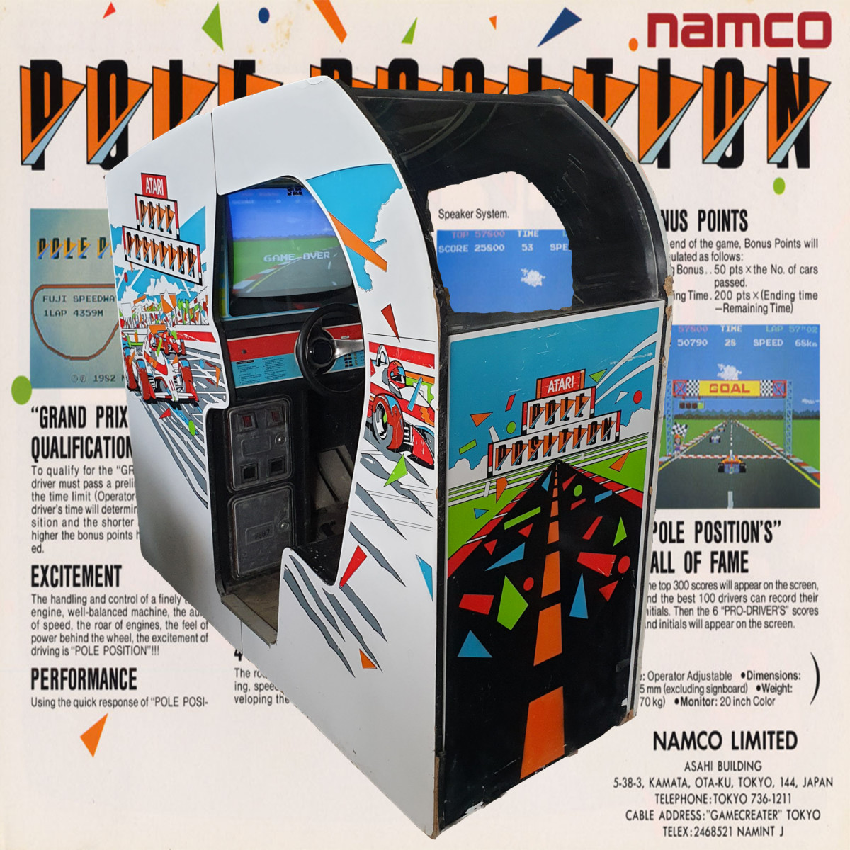 Arcade Story Guida e Corse Pole Position 1982 cabinato arcade