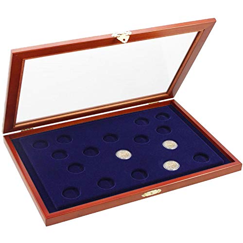 Safe 5857 Teca Legno per 17 Monete 2 Euro Velluto Blu