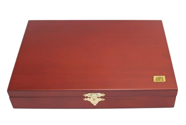 Safe Teca Legno 3 vassoi serie euro 1 cent-2 euro velluto blu
