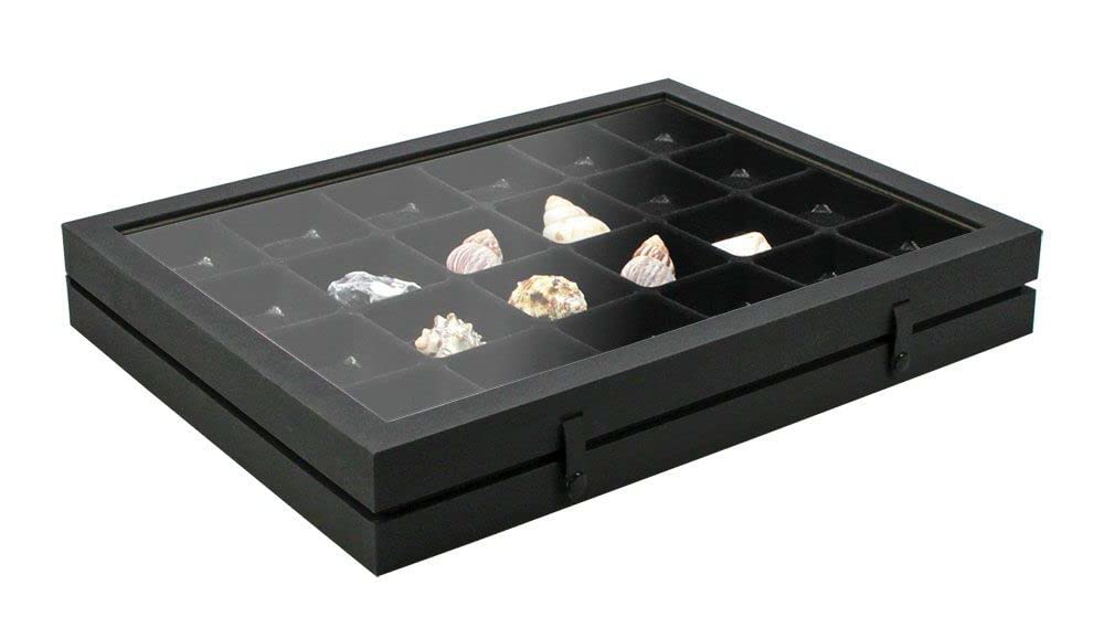 Safe Vetrina Nera 24 Scomparti 40x30 cm Vetro Modellini