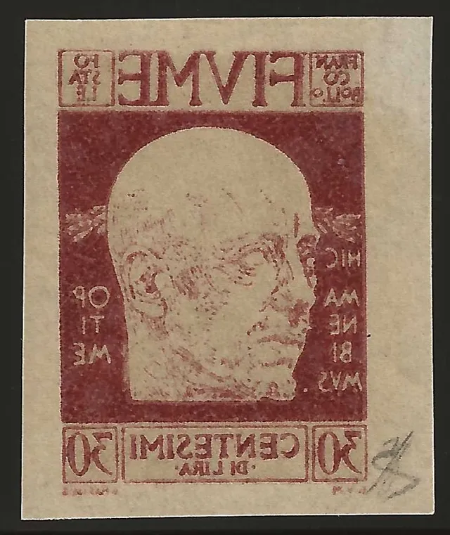 TS Collezionismo Filatelia Fiume D'Annunzio 30 c. non dentellato MNH