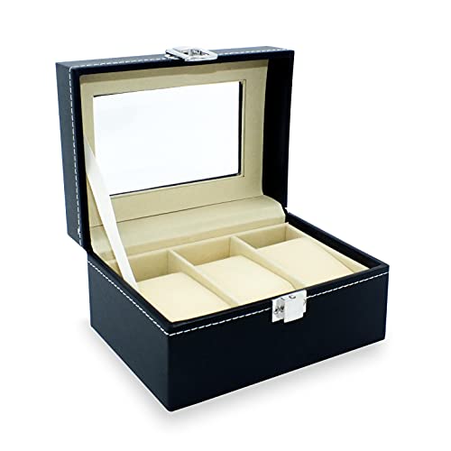 Safe Box Portaorologi 3 Orologi Vetro Velluto Beige
